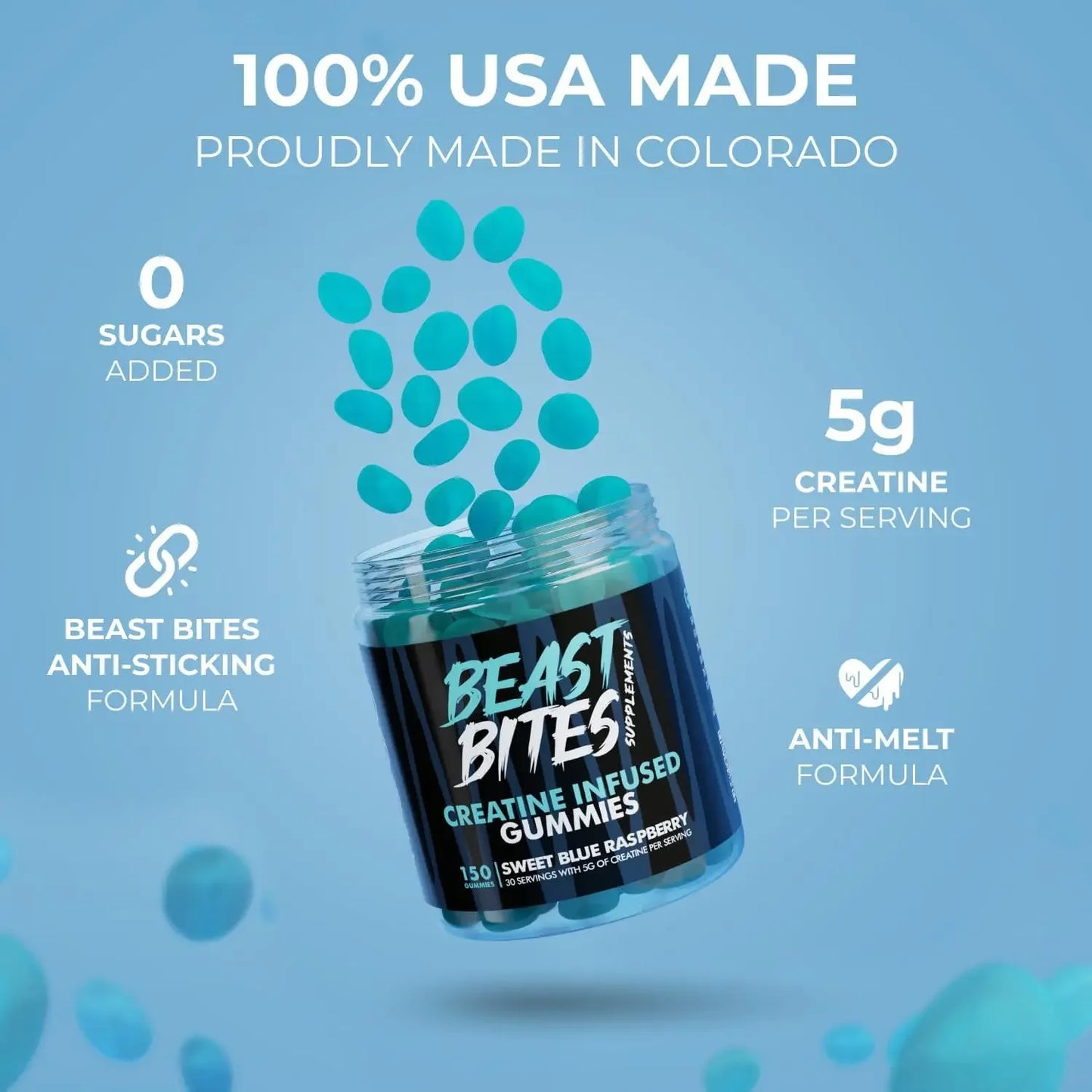 BEAST BITES: Blueberry Creatine Gummies