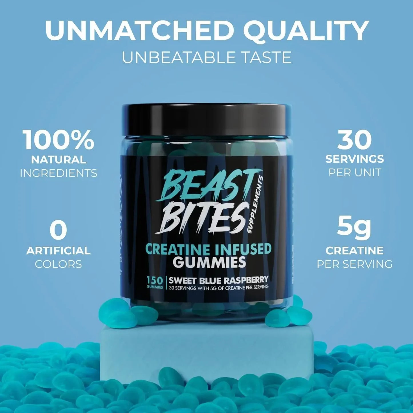 BEAST BITES: Blueberry Creatine Gummies